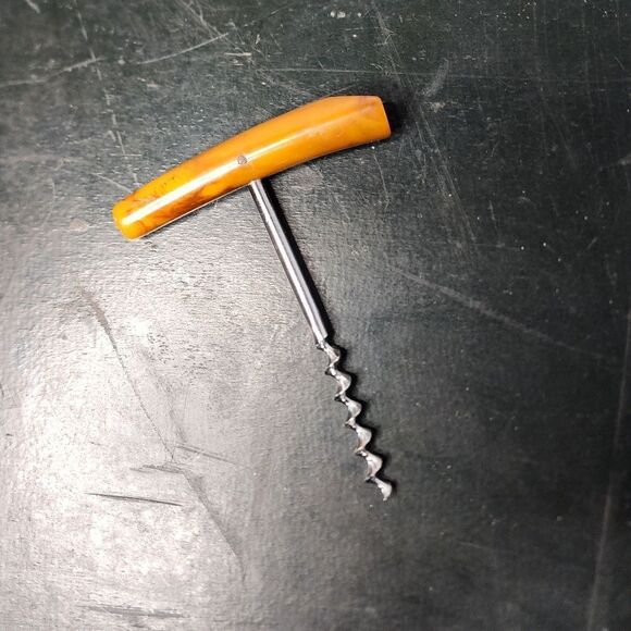 Vintage Mid Century Modern BAKELITE HANDLE CORKSCREW Barware - Picture 1 of 5